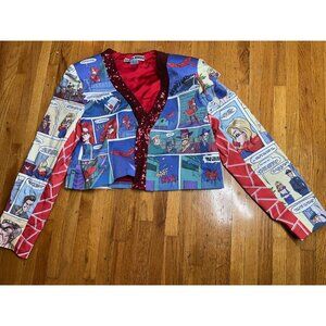 Vibrant Women's Comic Strip Jacket - Size Large - by Red Needle (Greek Designer)